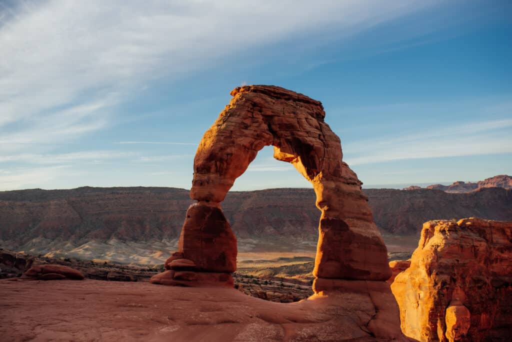 Delicate Arch in Arches National Park, one of the park's most famous arches. 