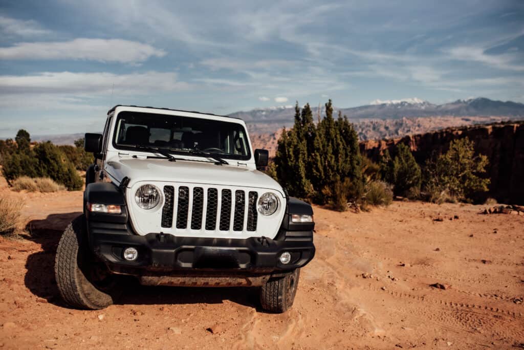 A Jeep on an off-road trail in Utah